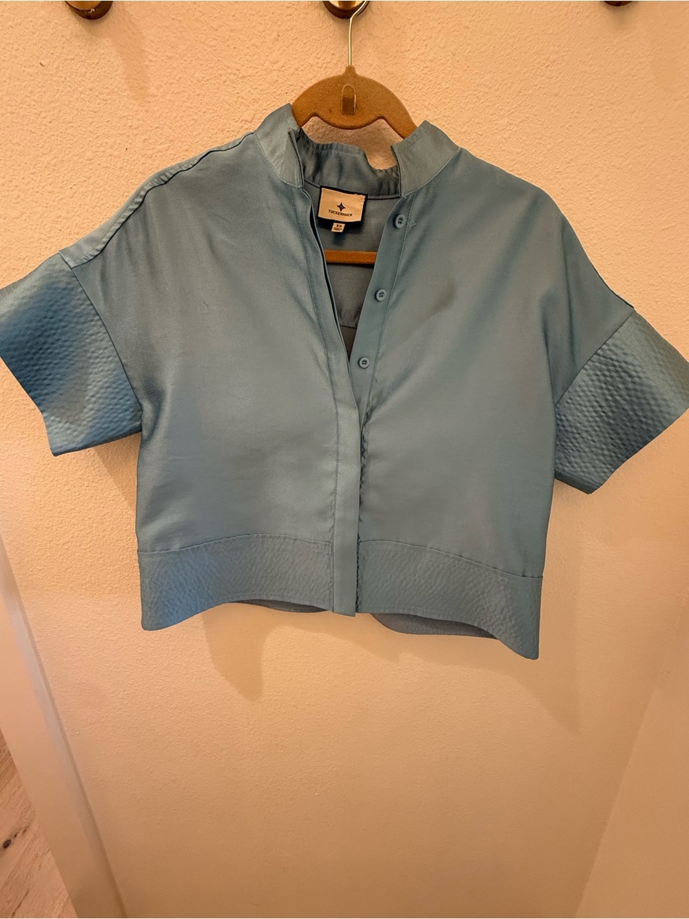 Tuckernuck Powder Blue Cropped Button-Front Top